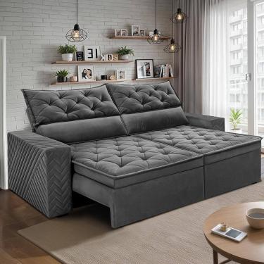 Imagem de Sofá Retrátil E Reclinável 2,30m Essence. Velusoft Cama Inbox Cinza