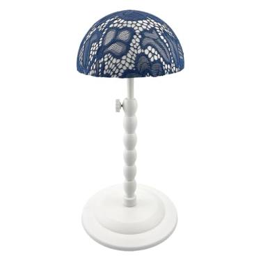 Imagem de Kokiya Suporte para cabeça de peruca, suporte para armazenamento, viagem, mesa, cabeça de manequim para estilizar, secar cabelo, exibição, salão de beleza e, Azul Profundo
