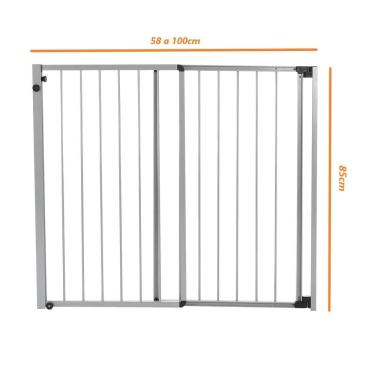 Imagem de Portão De Proteção Cachorro Criança Largura 58 A 100Cm Cinza