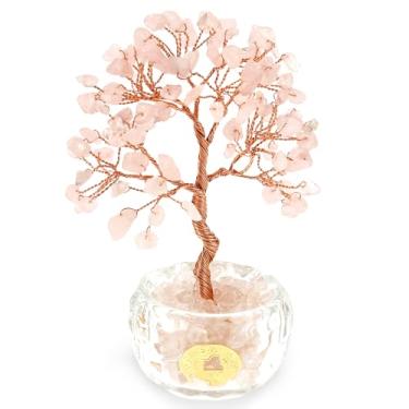 Imagem de Árvore de cristal, chacra decorativa relaxante árvore da vida linda decoração de planta de quartzo para decoração de sala de estar e escritório em casa (rosa)