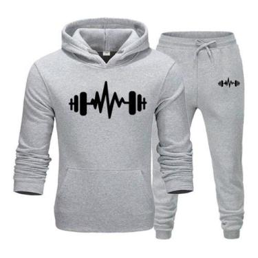 Imagem de Conjunto Moletom Pesinho Acadêmia Alta Qualidade - LGAMN, Branco, G