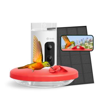 Imagem de Birdfy Alimentador de beija-flor com câmera, alimentador inteligente de pássaros para jardim e ar livre para registro, ideal para observação de beija-flor, SE Lite