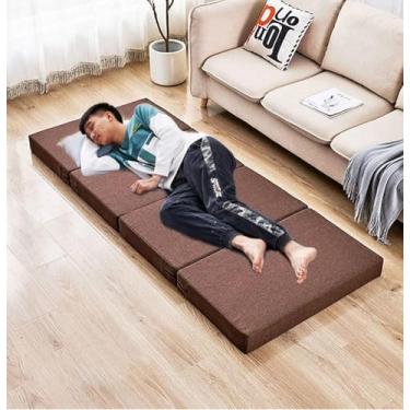 Imagem de Colchão De Quatro Espessuras, Colchão De Hóspedes Com Capa Removível, Almofada De Esponja De Colchão De Solteiro Macio, Colchão De Sofá-cama Break/P, Coffee, 200 * 80 * 8cm