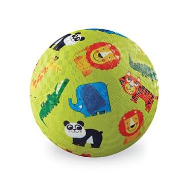Imagem de Crocodile Creek Bola de borracha durável para crianças a partir de 3 anos - Bola inflável inflável para kickball, jogos internos e esportes ao ar livre - sem PVC - Selva - 12,7 cm de diâmetro