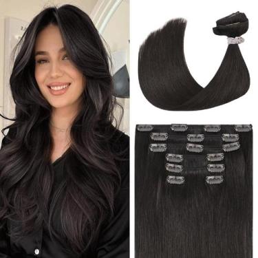Imagem de Extensões de cabelo UGOTRAYS Clip em marrom escuro 14" 120g 7 unidades