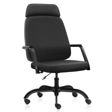 Imagem de Cadeira de Escritório Giratória Diretor com Apoio de Cabeça Hub F02 Sintético Preto - Lyam Decor