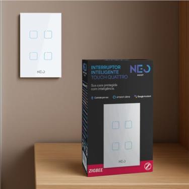 Imagem de Avant Neo Interruptor Inteligente Branco 4 Botões Smart Touch Bivolt 4x2 Hub Zigbee Compatível com Alexa, Google Home e Tuya Neutro Parelelo Virtual