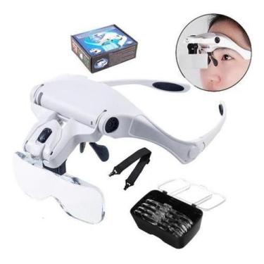 Imagem de Lupa De Cabeça Oculos Profissional 5 Lentes Com Led 3,5X - Bmax