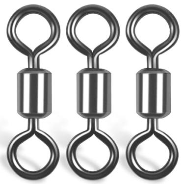 Imagem de SILANON – Roda de pesca com tambor de rolamento, 120 peças, conector de linha de pesca de níquel preto de aço inoxidável para água salgada, 30 lb a 335 lb, 120pcs 8#-40lb