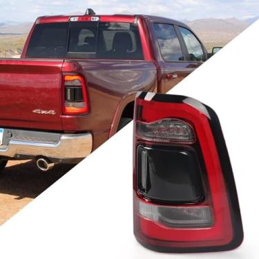 Imagem de FIONE: Para Dodge Ram 1500 Conjunto de Luz Traseira 2019-2022 Tipo LED e Lente Vermelha Cromada Interior Direita Lado do Passageiro Luz Traseira 55112992AC 55112992AD 55112992AB CH2801216