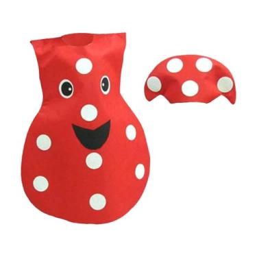 Imagem de Hailong Ming Fantasia de Frutas Adorável Vestido de Fantasia para Carnaval Halloween Dramatização Meninos Meninas, Forma de Cogumelo Vermelho