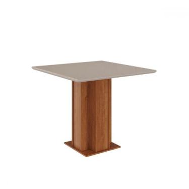 Imagem de Mesa de Madeira Sophia com Vidro Cinamomo/Off White - Cimol, Bege