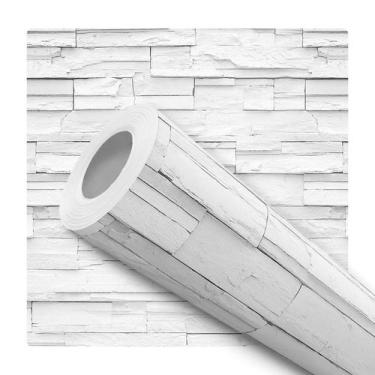 Imagem de Papel de Parede Adesivo Tijolinho Tijolo Branco Canjiquinha Moderno Qu