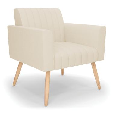 Imagem de Poltrona Viena Gomada Linho Pés Palito Natural - D'Rossi