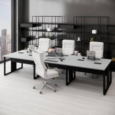 Imagem de Plataforma de Trabalho 6 Pessoas 360cm x 120cm Pé Metal F5 - F5 Office