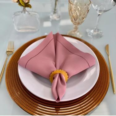 Imagem de Kit Guardanapo De Tecido Para Mesa Posta Ponto Ajour (6, Rosê)