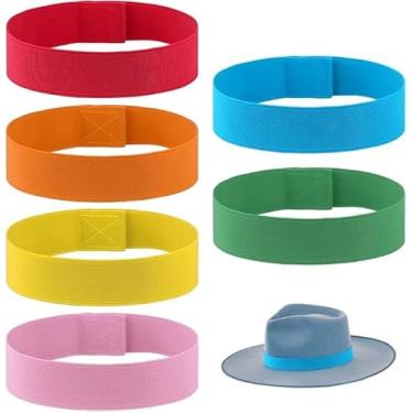 Imagem de 6 pulseiras de chapéu de vaca, ajustável, elástico, pulseira de vaca macia, de substituição para Fedora, palha (6 cores), colorido
