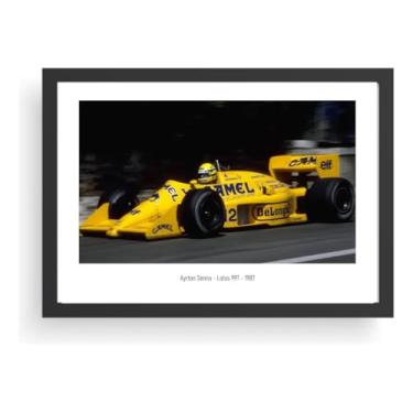 Imagem de Quadro Ayrton Senna Lotus Amarela Grande A3 Carro Moldura