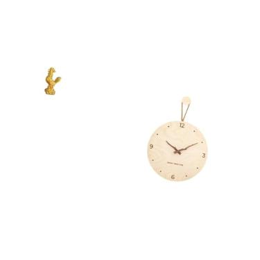 Imagem de Fenteer Estatueta de Galinha Feng Shui Decoração Escultura de para Aniversários Aniversários Inauguração de Casa Relógio de Parede de Madeira Minimalista