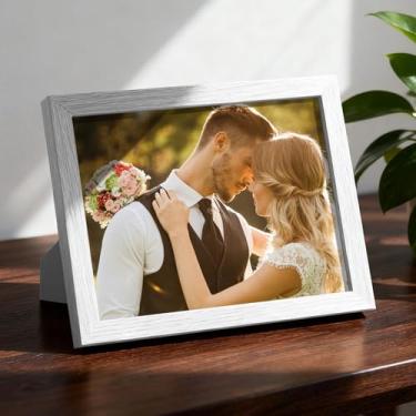 Imagem de Coleção de molduras decorativas de 12,7 x 18 cm para exibição de parede ou mesa, porta-fotos clássicas de cor sólida, retangulares, horizontais ou verticais (branca)