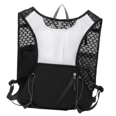 Imagem de UGPLM Colete de corrida com tiras refletivas, impermeável, multiuso, vários bolsos, mochila de caminhada respirável, colete de hidratação, Branco Preto