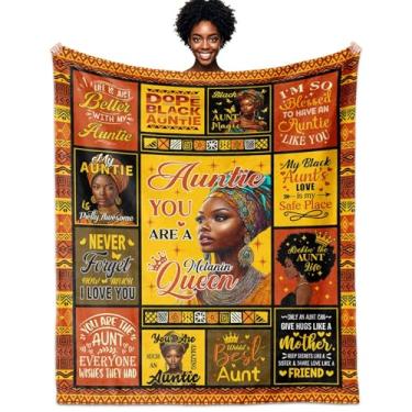 Imagem de Whasnrt Presentes de tia afro-americana para mulheres, presente de aniversário para tia, cobertor de presente de tia afro-152 cm x 127 cm, presente inspirador de incentivo para tias