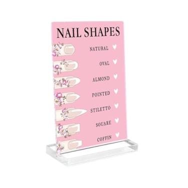 Imagem de oshhni Suporte para exibição de formatos de unhas, decoração para salão de unhas, elegante e versátil, para fotos, 10x15cm com base em painel de acrílico, Rosa