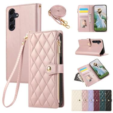 Imagem de Capa tipo bolsa transversal para Samsung Galaxy A71 A72 A73 A13 A23 A33 A53 A14 A24 A34 A54 A15 A25 A35 A55 A06 A16 A26 A36 A56 A07 A17, ouro rosa, para Galaxy A14 4G