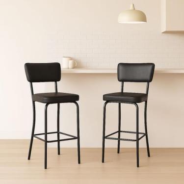 Imagem de Conjunto 2 Banquetas Olivia Altura 73cm para Bar e Cozinha Preta com A