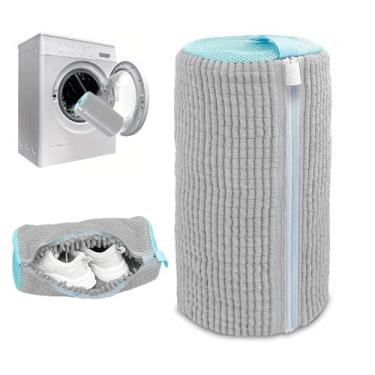 Imagem de Bolsa reutilizável para máquina de lavar e secar roupa, bolsa de limpeza para tênis, tênis, limpador sem manchas, Cinza