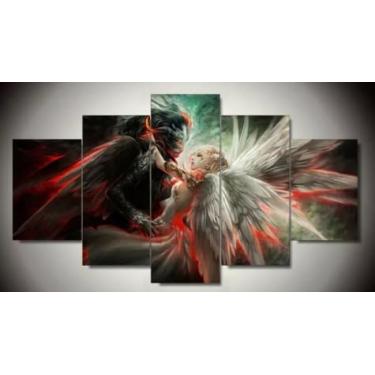 Imagem de Kit quadro decorativo 5 peças 95x60cm Anjos E Demônios