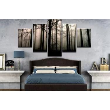Imagem de Kit quadro decorativo 5 peças 95x60cm arvores, paisagem, natureza