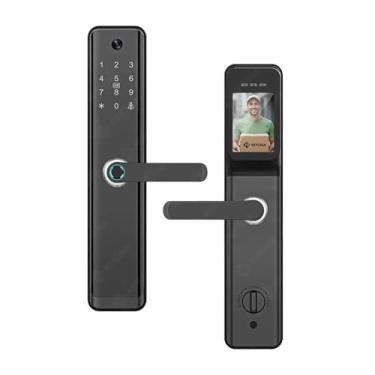 Imagem de Fechadura Digital Wi-Fi FDH12 com Impressão Digital e Câmera Integrada - Acesso por Senha, Cartão e App, Segurança Inteligente para Portas Residenciais
