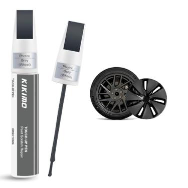 Imagem de KIKIMO Tinta de retoque Photon Grey Rim para 2024 Tesla Model 3 Highland 45.7 cm, reparo de arranhões de roda 2 em 1 com ponta de caneta e pincel, reparo de erupção de freio com combinação de cores
