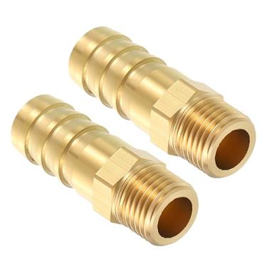 Imagem de Kozelo Pacote com 2 conectores adaptadores de mangueira de latão de 10 mm para mangueira M10x1 acessórios machos para máquinas domésticas, banheiras de massagem e sistemas de irrigação