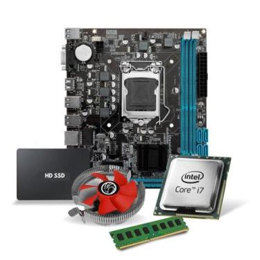Imagem de Kit Pl Mãe H61 + Proc I7 2600 + Memoria 8 Gb Ddr3 + Cooler + Ssd 240 -