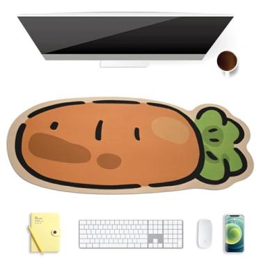Imagem de BlHMCASE Cute Kawaii Carrot Extended Gaming Keyboard Mouse Pad, protetor de couro antiderrapante para mesa de escritório em casa, tapete de mesa para laptop