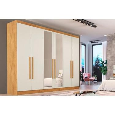 Imagem de Guarda Roupa 6 Portas (2 C/ Espelho) E 6 Gavetas Oslo Peroba/off White - Europa