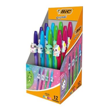 Imagem de 530037 - Caneta Esferográfica Escrita Média, BIC, Cristal, Ponteiras de Vaquinha, Unicórnio, Dinossauro e Tubarão, 12 Unidades Sortidas