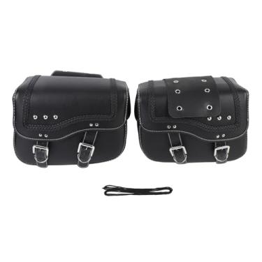 Imagem de Keenso Alforjes para Motocicletas, Sacos para Selim de Motocicleta, Sacos de Selim Rígidos para Motocicletas, Alforjes Universais para Motocicletas, Capacidade de 30L, Couro PU,