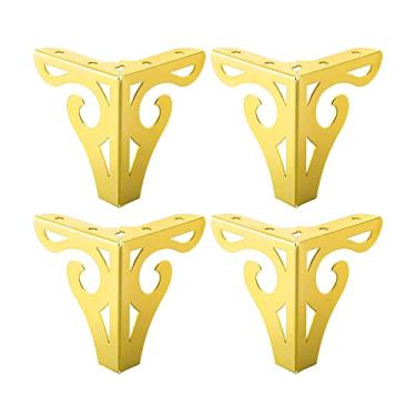 Imagem de ZJYWMM 4 peças de cômoda pés de móveis pernas de armário de metal base de mesa moderna pernas de móveis vazados pernas de armário estilo europeu para pés de mesa mesa de escritório em casa cozinha