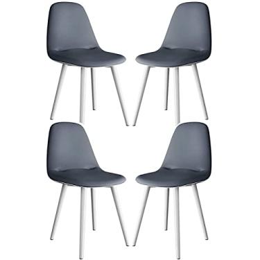 Imagem de Cadeira de jantar, escritório, negócios, recepção, cadeiras, conferências, conjunto de 4 cadeiras de jantar de luxo nórdico, encosto de tecido de couro PU, mobiliário de cozinha para casa, mobiliário