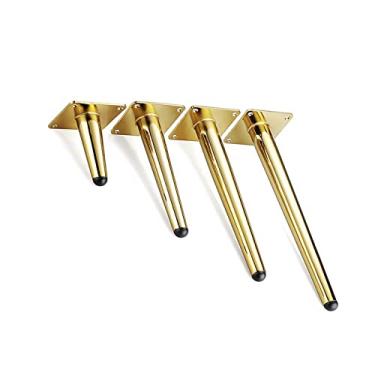 Imagem de Pacote com 4 pernas de móveis de metal, pernas de sofá de móveis modernos, pernas de mesa de centro de metal industrial, pernas de substituição redondas cônicas, preto/ouro/preto dourado, 7 tamanhos