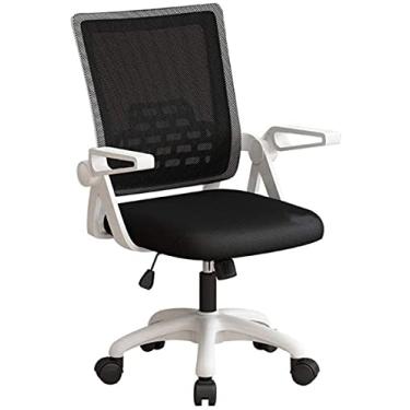 Imagem de Banqueta decorativa de malha giratória cadeira de escritório ergonômica tarefa cadeira de escritório executiva altura ajustável para quarto escritório sala de reunião cadeira de funcionários (cor