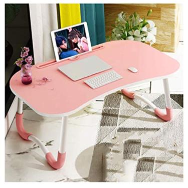 Imagem de Mesa lateral em forma de C portátil dobrável para laptop, sofá de cama, suporte para laptop, mesa dobrável para computador portátil, bandeja de cama dobrável, mesa de colo sobre mesa de cama (cor