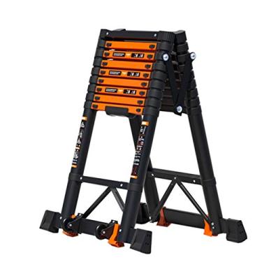 Imagem de OKUOKA Escadas, escada telescópica extralarga de alumínio, uma escada retrátil de moldura com barra estabilizadora, escada de extensão dobrável para exterior e telhado/2,7 m + 2,7 m + 8,8 pés + 2,8