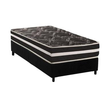 Imagem de Cama Box Solteiro: Colchão Ortopédico Paropas D28 Ag80 Master Black Double Face + Base Crc Suede Black (88x188)