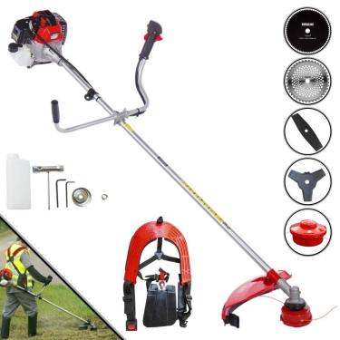 Imagem de Roçadeira Aparador de Grama Toyama RT52L À Gasolina 2HP 52cc Com Lâmina Facão + Lâmina 3 Pontas + Disco 40 Dentes e 80 Dentes + Carretel de Nylon