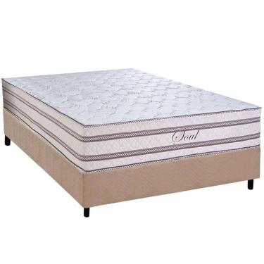 Imagem de Cama Box Casal: Colchão Molas Ensacadas Paropas Soul + Base Crc Suede Clean (138x188)