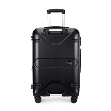 Imagem de Mala de Bordo 10kg Rígida Expansiva com Rodas 360°, Fechadura TSA e Porta-Copo | Viagem Avião ACO - Champagne (Preta)